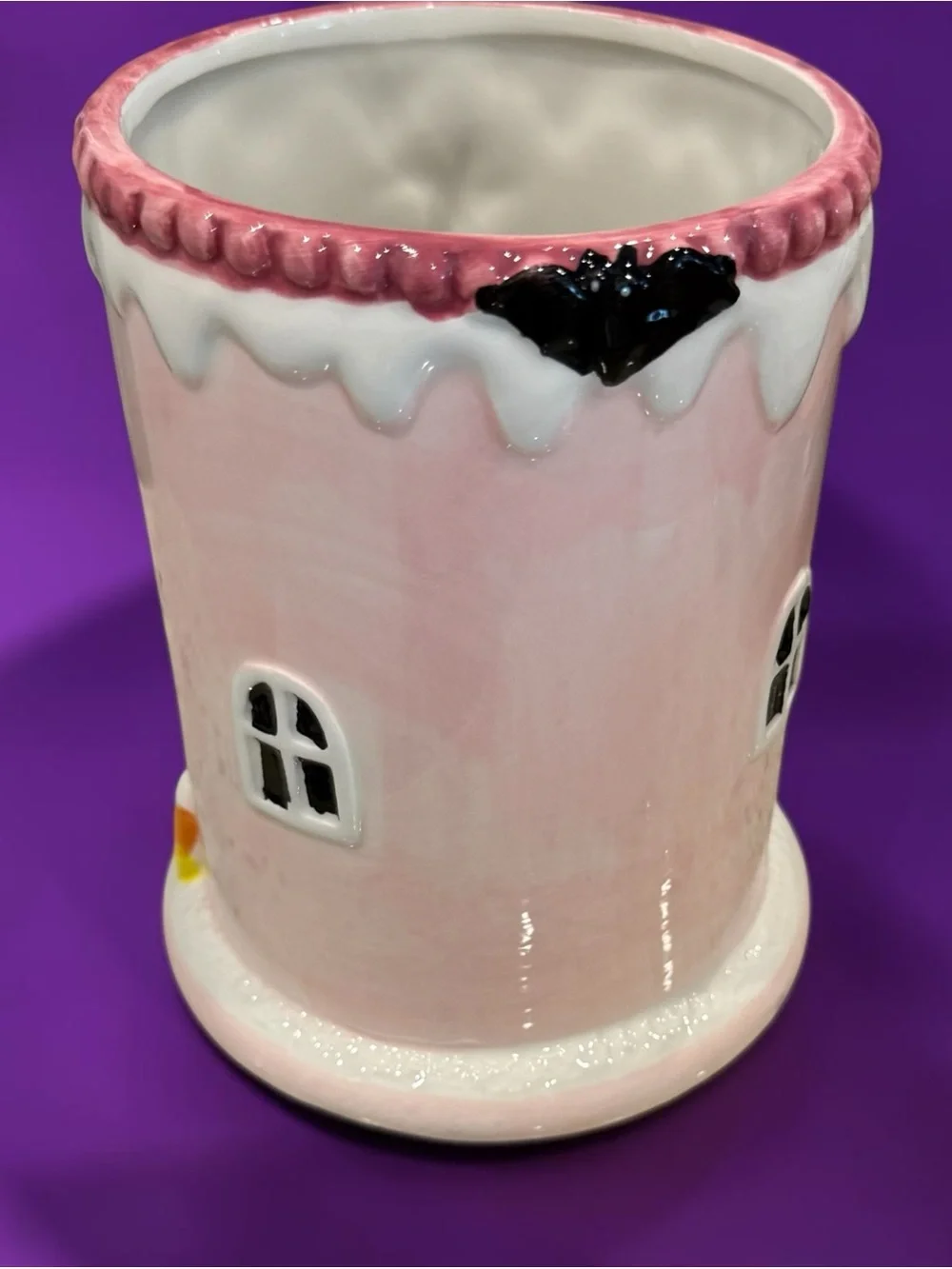 Pink Halloween Ghost House Ceramic utensil holder